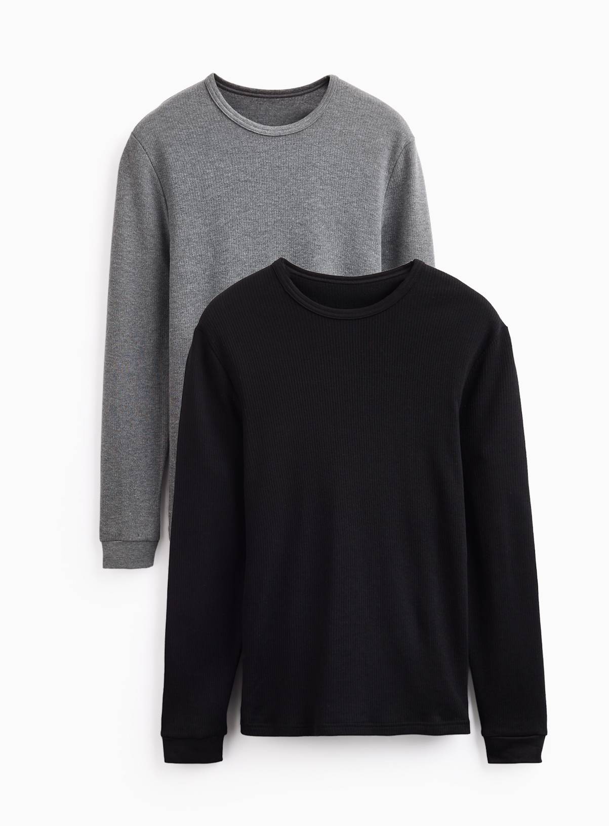 Black & Charcoal Thermal Long Sleeved Tops 2-Pack XL - Image 1